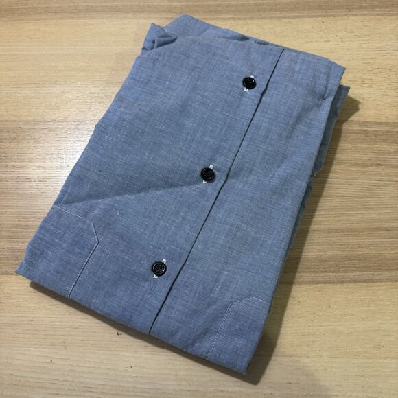 Vintage Sears Perma Prest Blue 70s Work Chambray Shirt Men's Sz XL 17-17.5 NEW - Picture 4 of 5